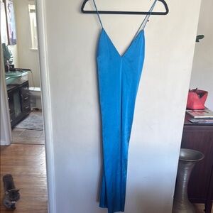 bebe Mulberry Silk Blue Midi Dress